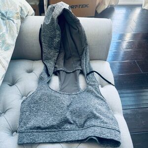 Gray Hooded Sports Bra